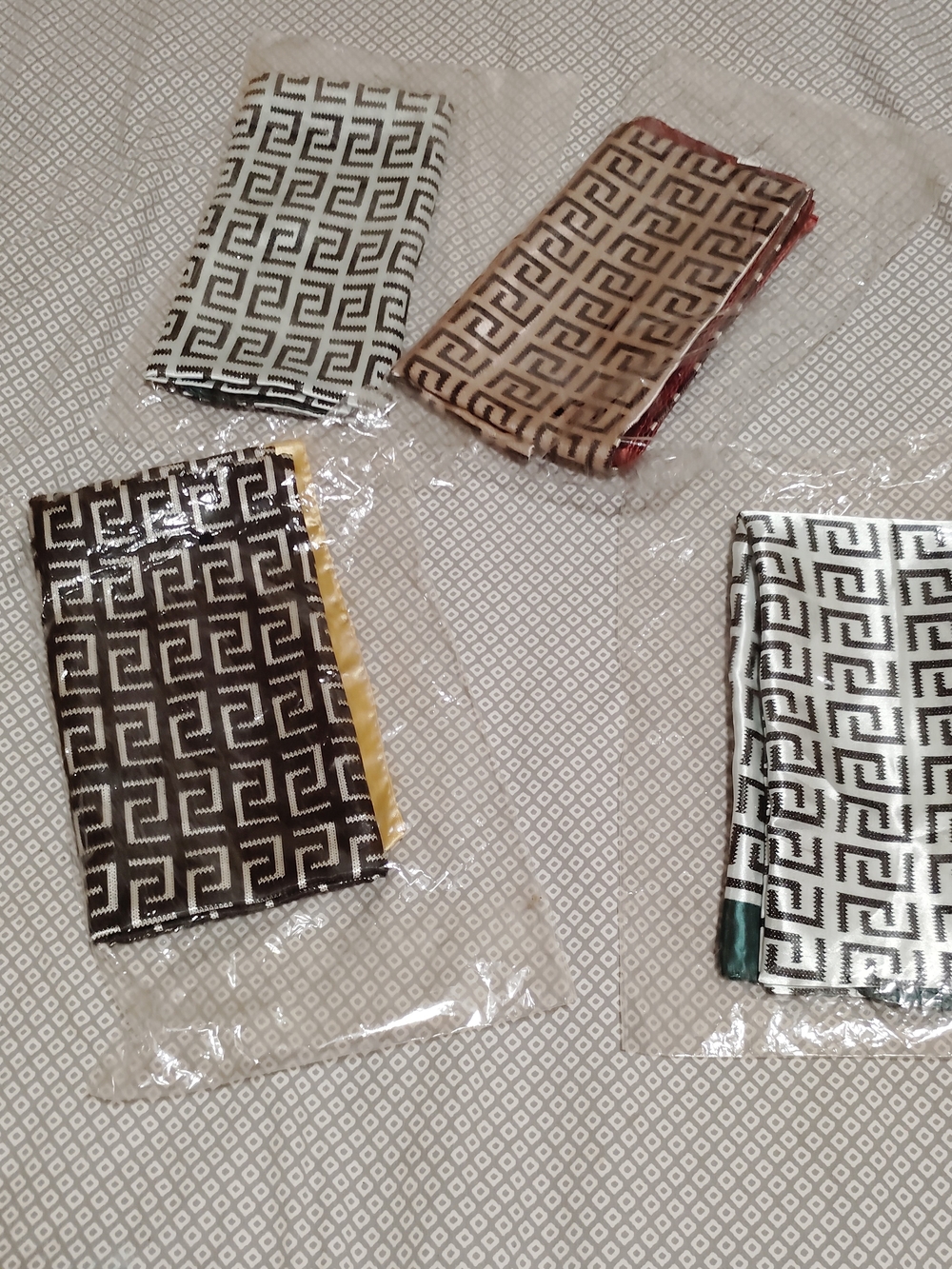 Geometric Pattern Satin Scarf - Multiple Colors